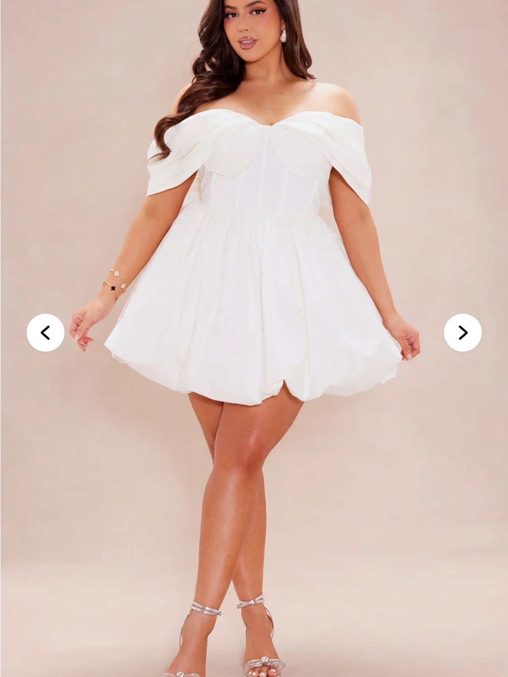 Fashion Nova White Off-Shoulder Bubble Mini Dress